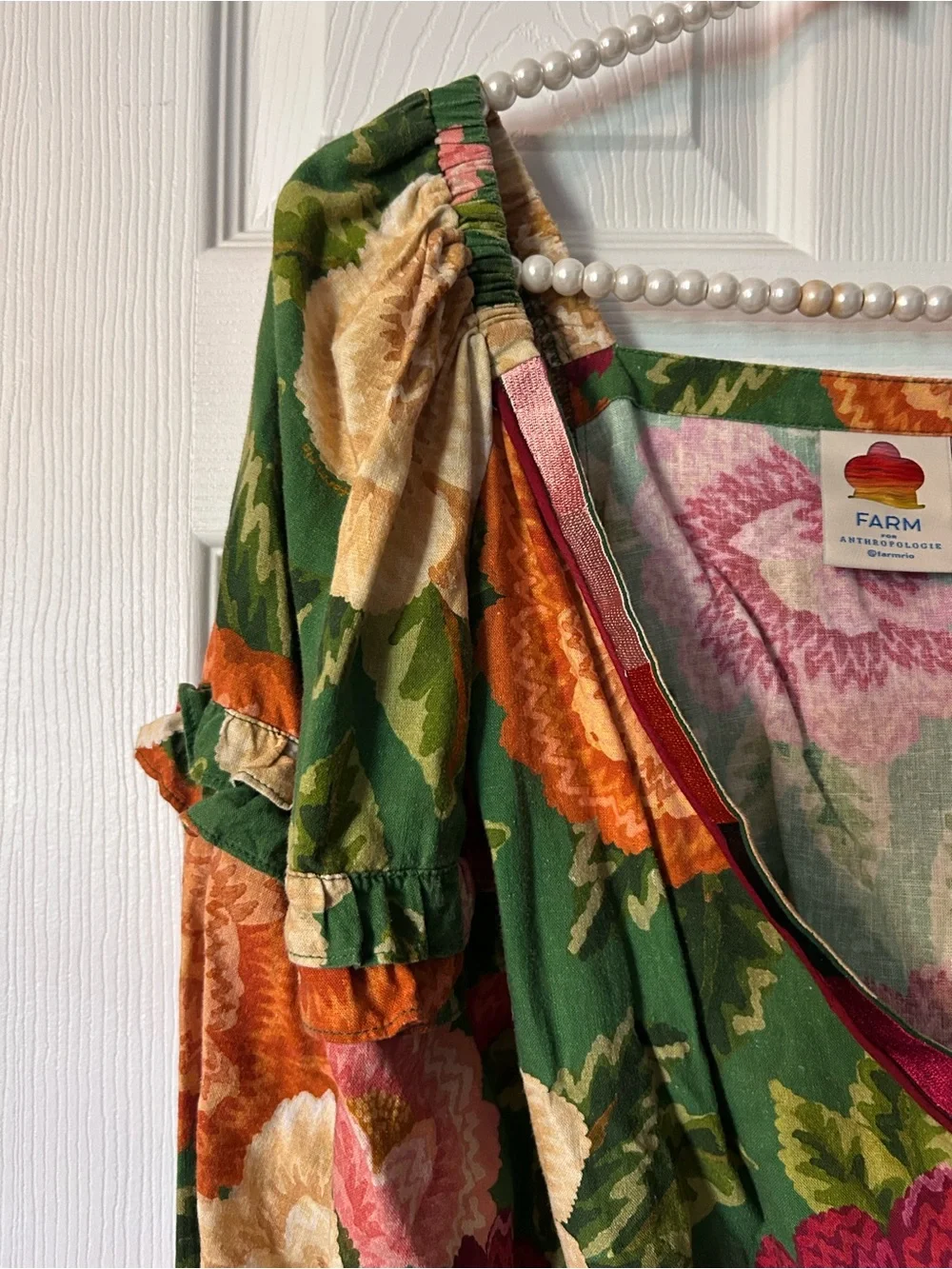 Farm Rio x Anthropologie Floral Puff-Sleeve Wrap Top- Sz XXS